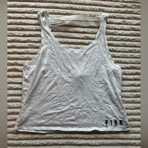 PINK Victoria's Secret White Sleeveless Crop Tank Top